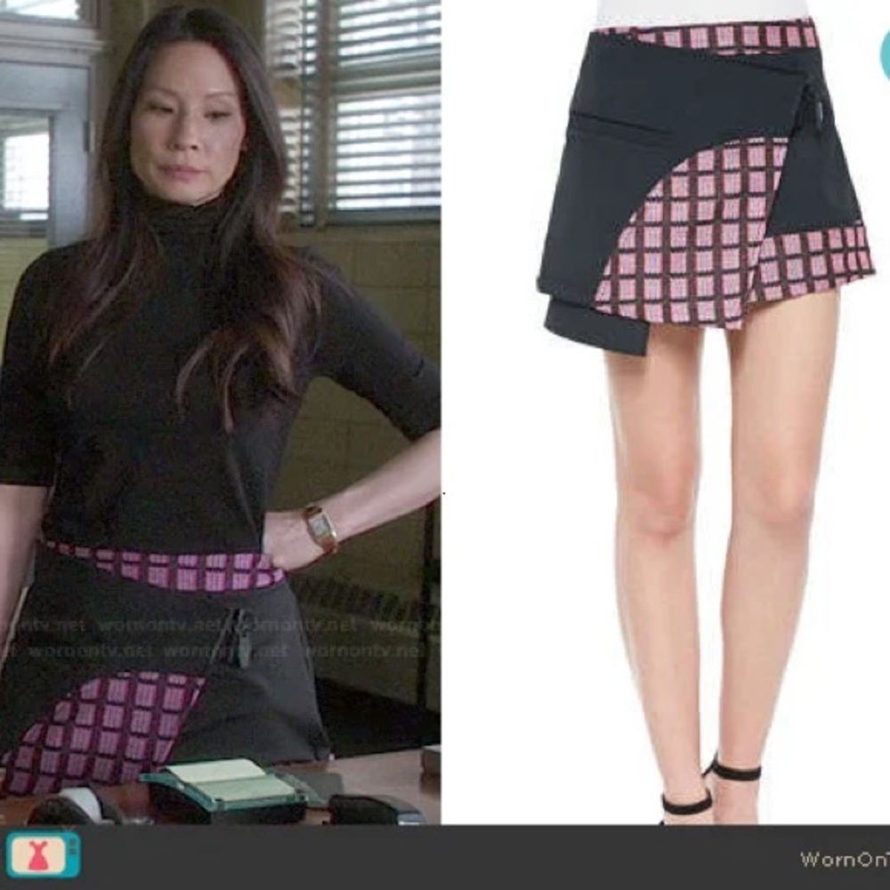 Opening Ceremony Black and Green Asymmetrical Skirt